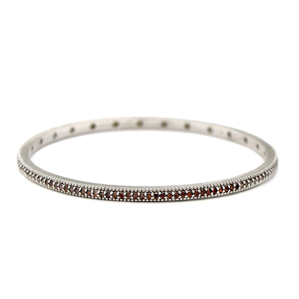 Judith Ripka 925 Silver Smoky Quartz Bangle Bracelet